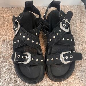 Chunky squishy sandals with metal buckle detail size 9